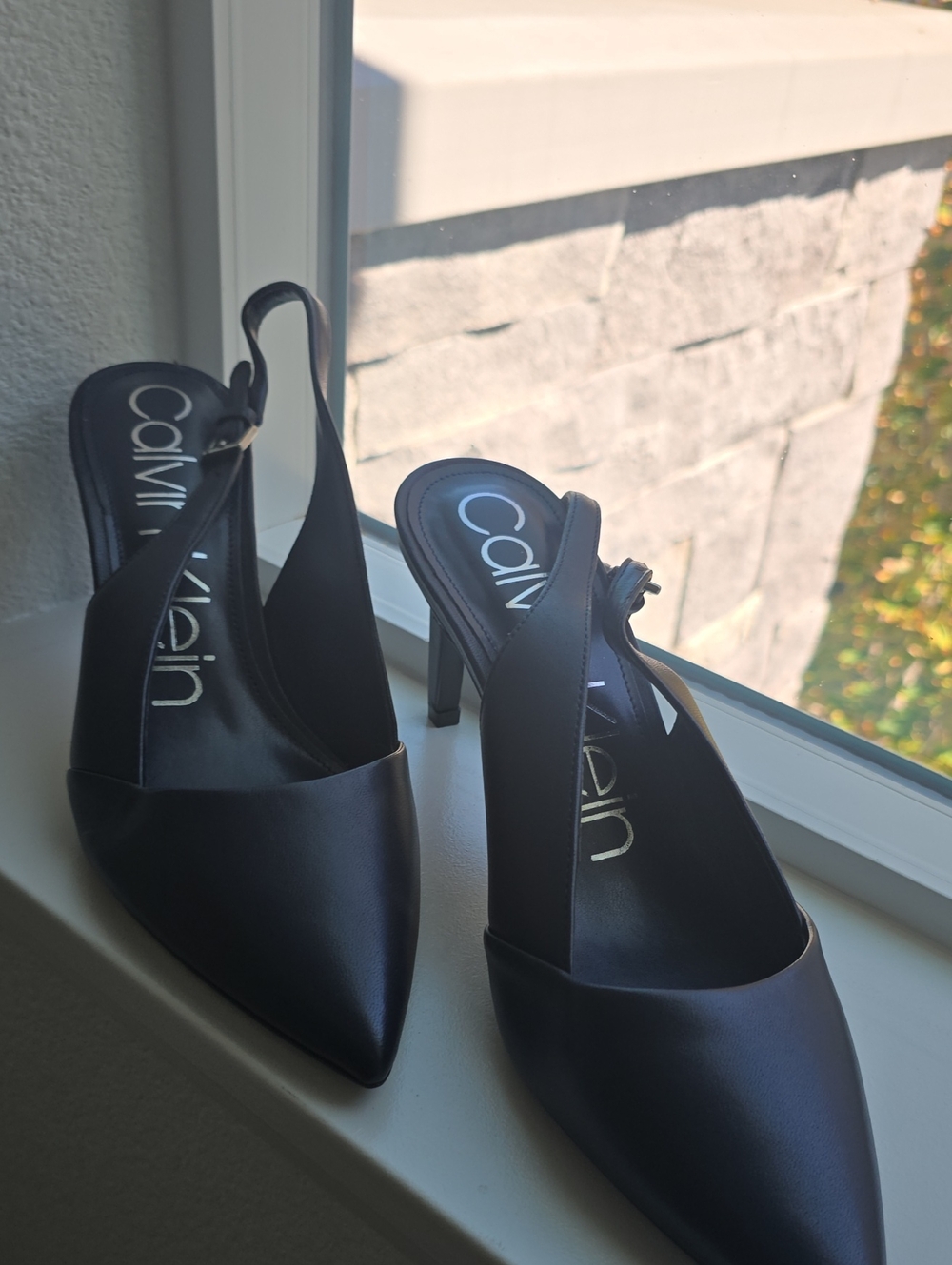 Calvin Klein Black Pointed-Toe Slingback Pumps